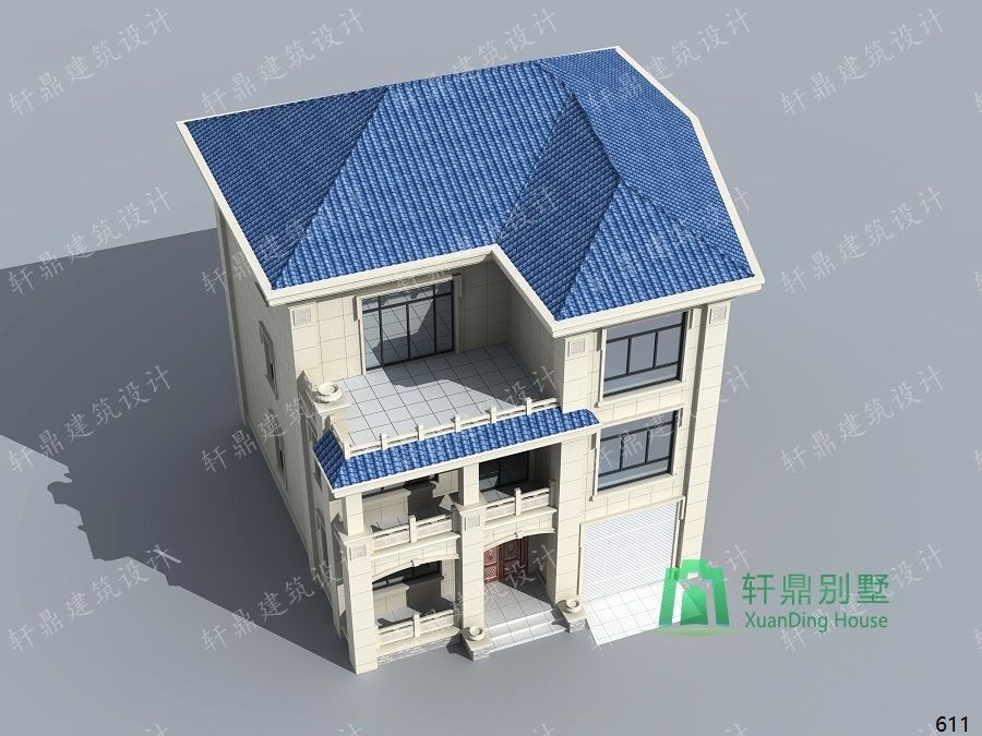 農(nóng)村三層帶車庫自建別墅設計圖俯視效果圖.jpg 農(nóng)村三層帶車庫自建別墅設計圖俯視效果圖.jpg